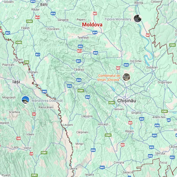 Harta celor 8 optici Optica Balkan din Moldova